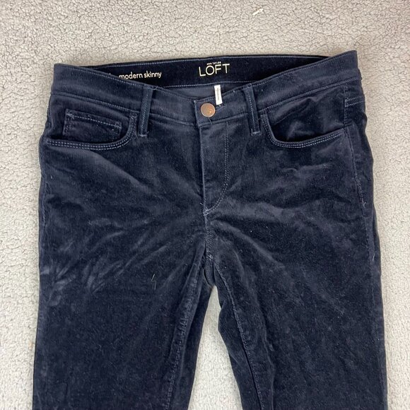 Ann Taylor LOFT Navy Blue Modern Skinny Modern Very Fine Wale Corduroy Size 28/6 - Picture 2 of 13